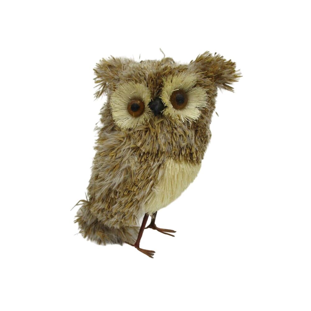 Owl Brown and White Straw Reed Type Feathers 4.5" Tall